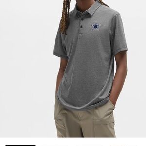 lululemon athletica Men's Grey Polo with Navy Star Emblem